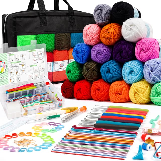 Inscraft Häkelwolle Set, 20 Farben 105 Stück Häkelgarn Set mit 2000yd Strickgarn 🧶🌈