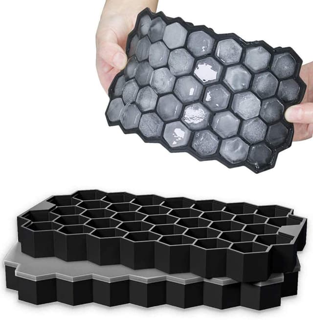 🧊🍹 2er Pack Eiswürfelform aus Silikon - LFGB Zertifiziert und BPA Frei Schwarz
