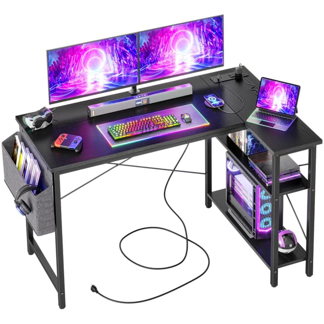 BEXEVUE Eckschreibtisch mit Steckdosenleiste 120x70 cm 🖥️