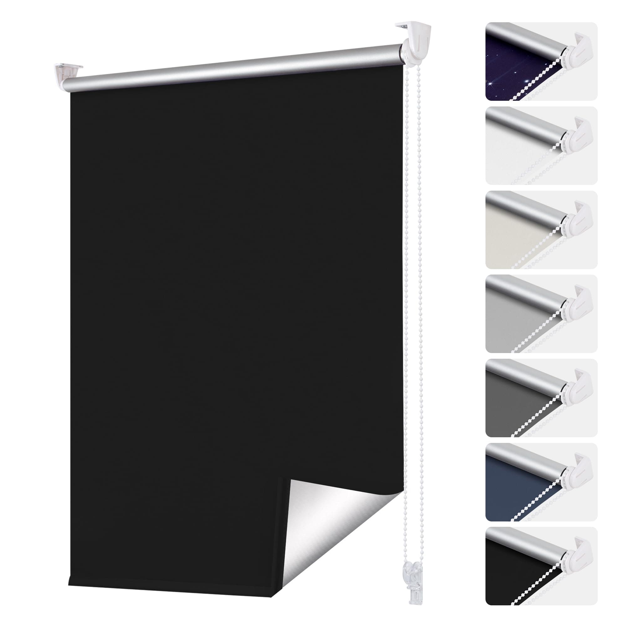 🌗 Smartdemo Verdunklungsrollo ohne Bohren & mit Bohren, Klemmrollo Fensterrollo Schwarz 80x120cm(BxH) - 100% Verdunkelung und Blickdicht