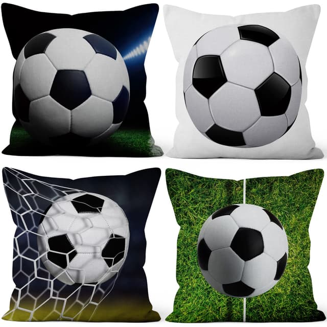 Aoihrraan 46x46cm 4er Set Dekorativ Fußball Kissenbezug ⚽🛋️