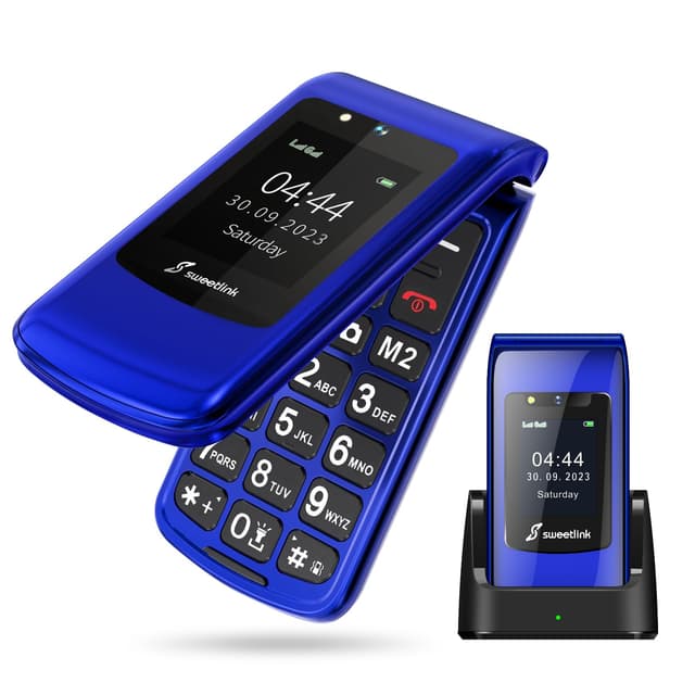 📱SweetLink F2PLUS Klapphandy ohne Vertrag für Senioren - 2G Dual-SIM, SOS-Funktion, Ladestation