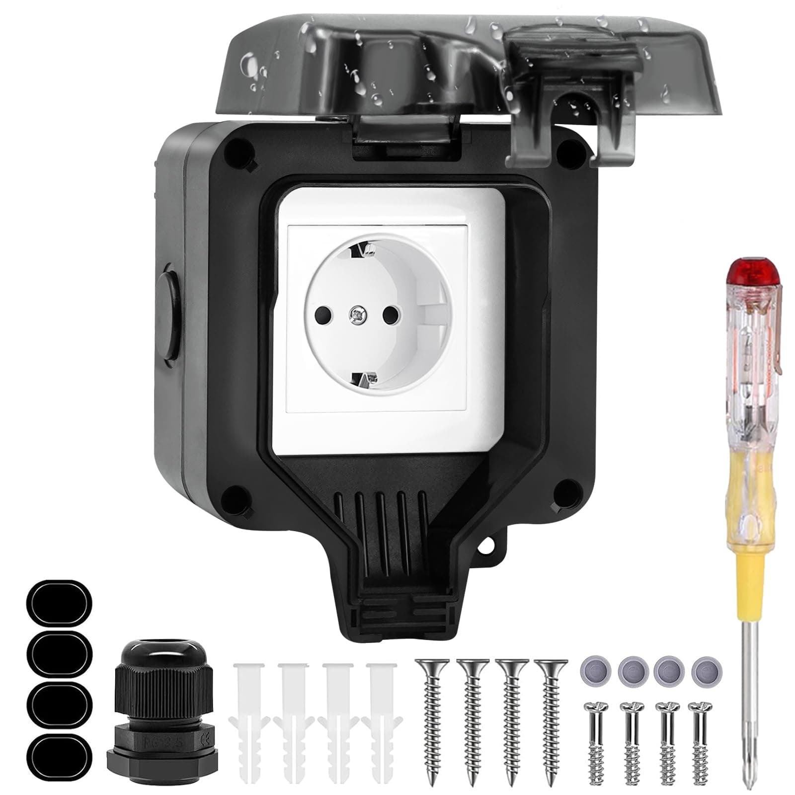 Aussensteckdose Wasserdicht IP66 - Wetterfeste Outdoor Steckdose 🌧️🔌
