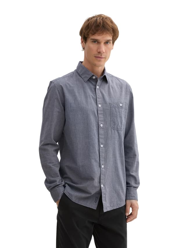 TOM TAILOR Herren Twill Hemd XXL 35978 - Navy Fil A Fil 😎👔