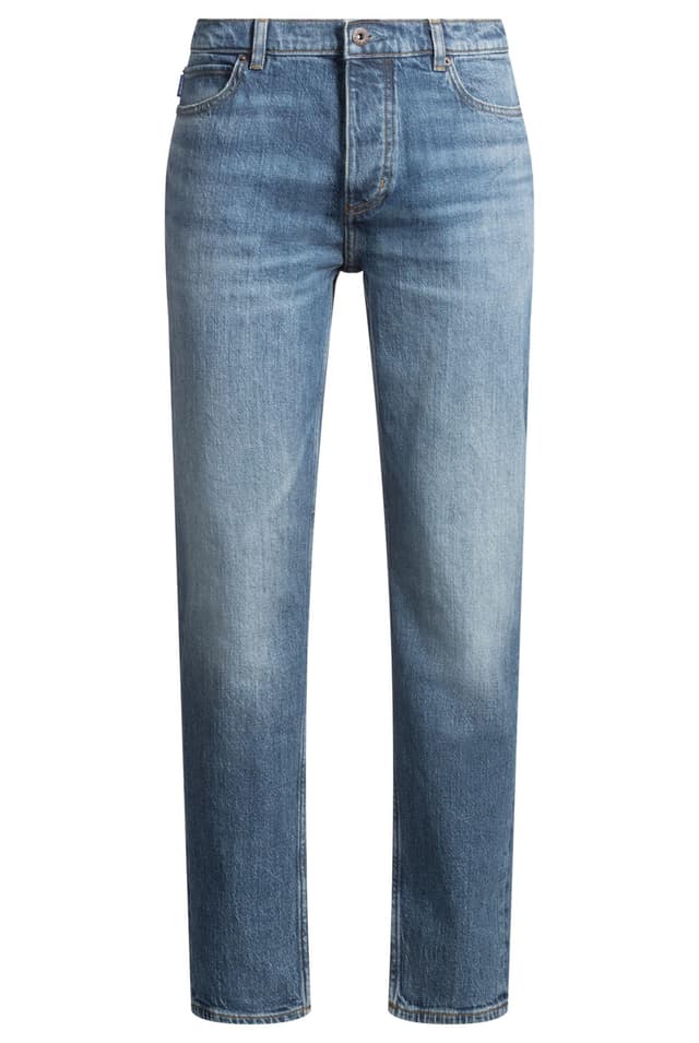 👖 HUGO Herren Brody Tapered-Fit Jeans aus blauem Stone-Washed-Denim 35W / 30L Navy - 35% Rabatt!