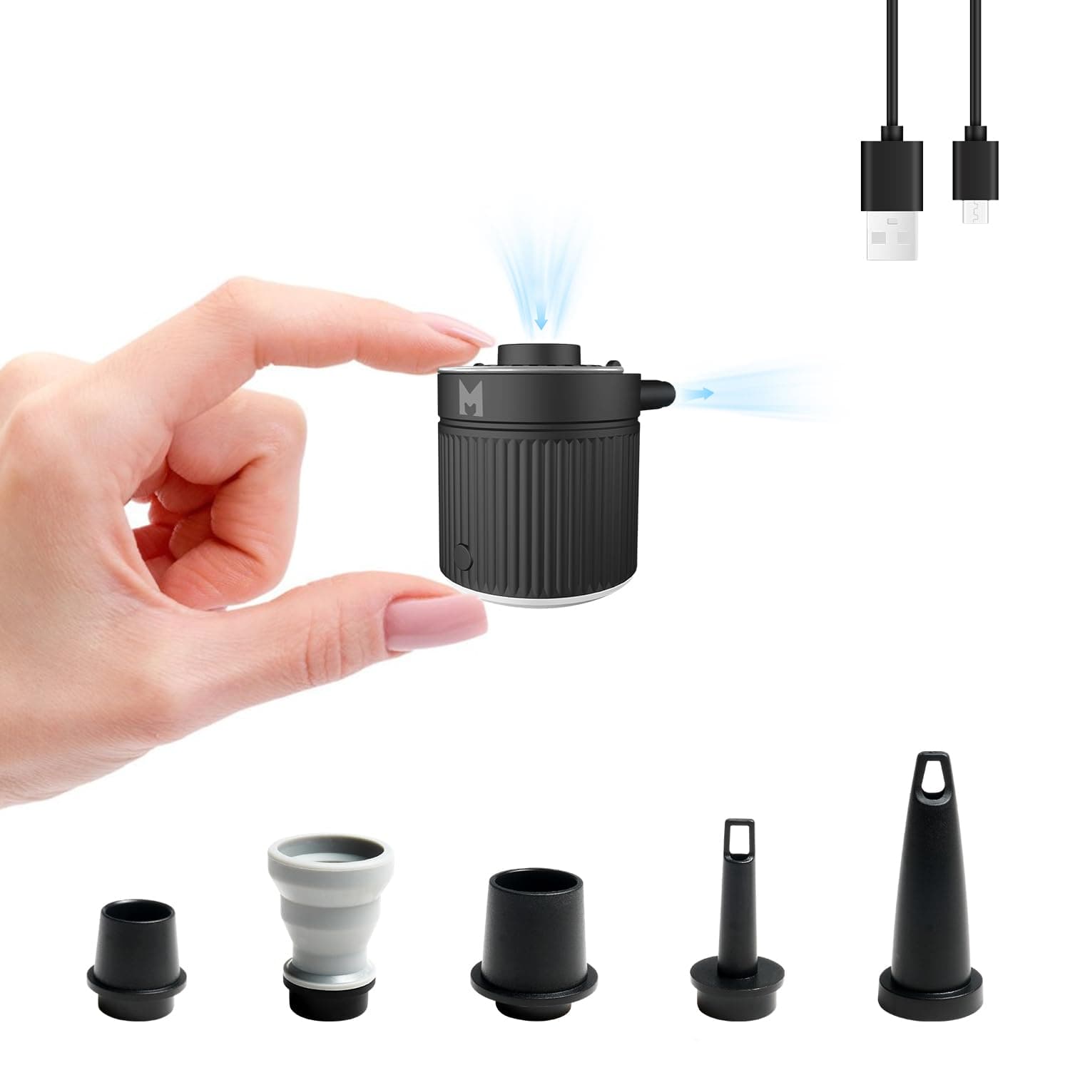 🔋 Elektrische Luftpumpe Schwarz - Tragbare Mini Pumpe mit Wiederaufladbare Akku 🌬️