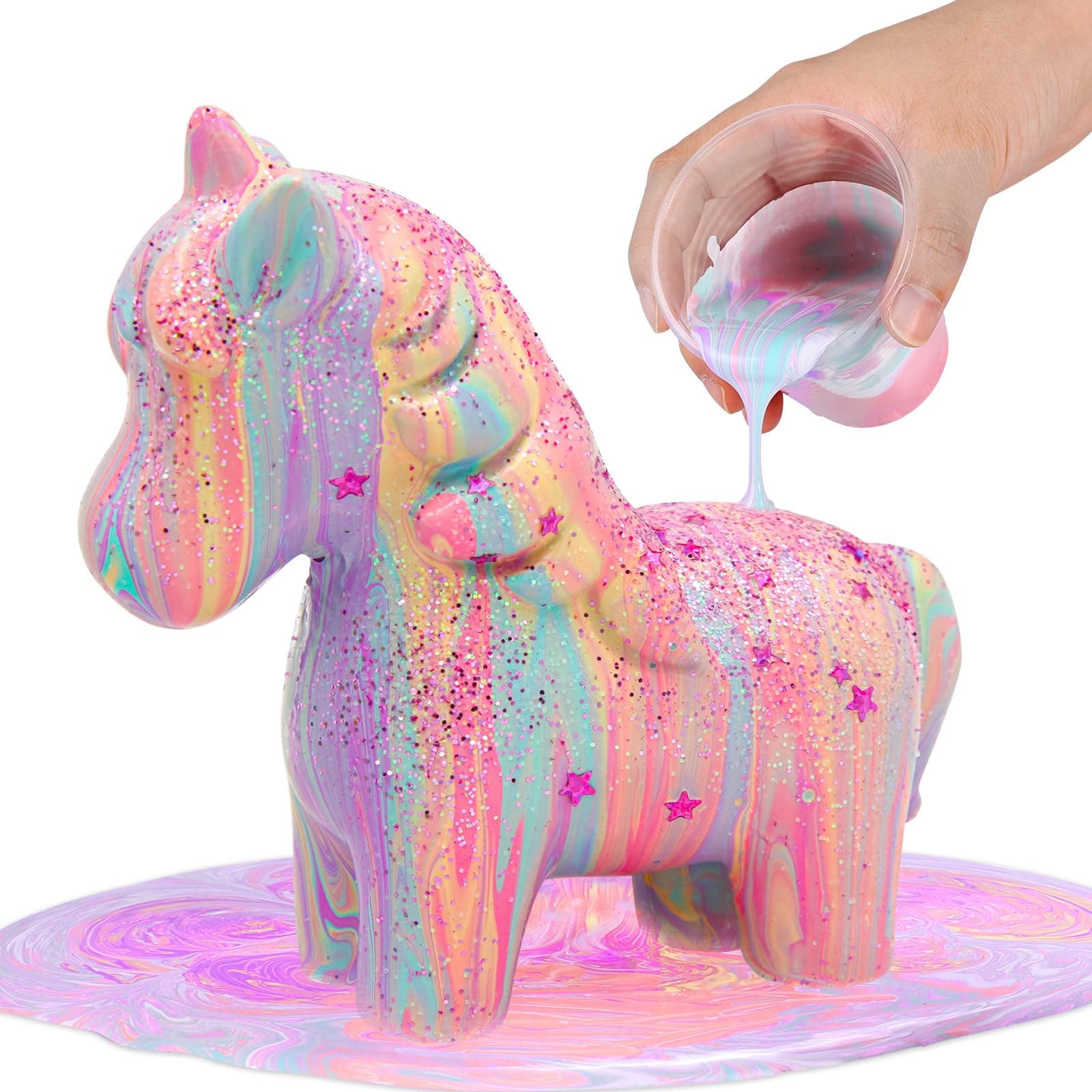 🦄 LAOESE Einhorn Gießfarben Malset (Leuchten) - Bastelset für Kinder 4-12 Jahre