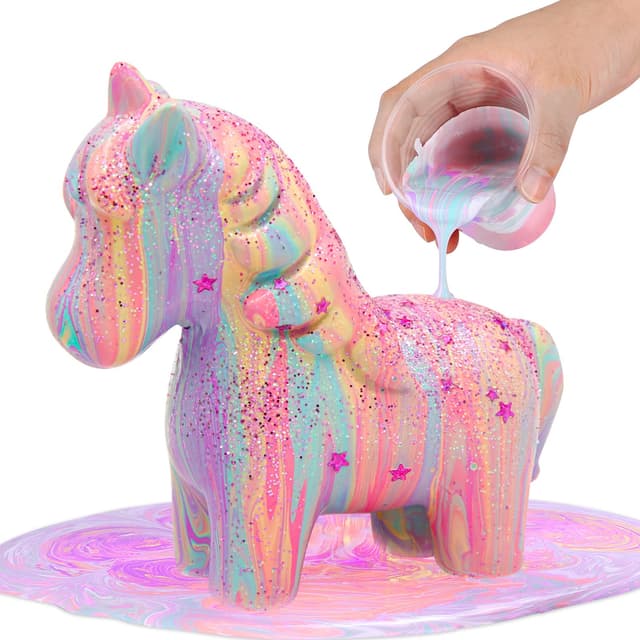 🦄 LAOESE Einhorn Gießfarben Malset (Leuchten) - Bastelset für Kinder 4-12 Jahre