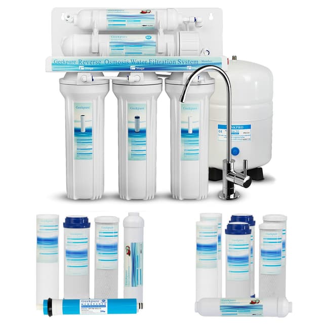🌊🚰 Geekpure 5 Stufen Umkehrosmose Trinkwasser Filter System-Plus 7 zusätzliche Filter kostenlos-75GPD