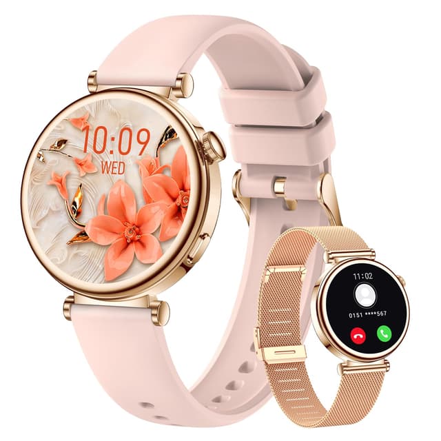 CIVO Smartwatch Damen Fitness Sport: Rosegold Rund Fitnessuhr Damen Schrittzähler Wasserdicht IP67 - Smart Watch mit Telefonfunktion Bluetooth Kompatibel Android iOS Rosegold Mesh 🌟👌
