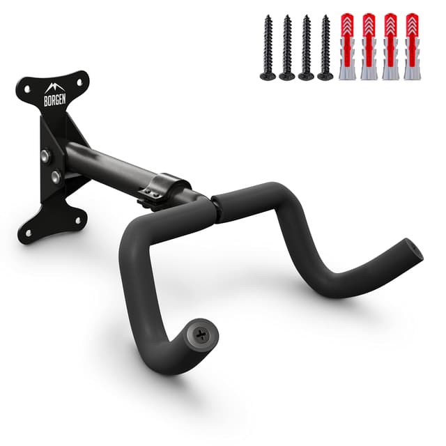 🚲 Borgen Fahrrad Wandhalterung I Fahrradhalter - Winkel und Wandabstand einstellbar bis 20 kg, klappbar, MTB, Rennrad - 1er Set Schwarz 🚲