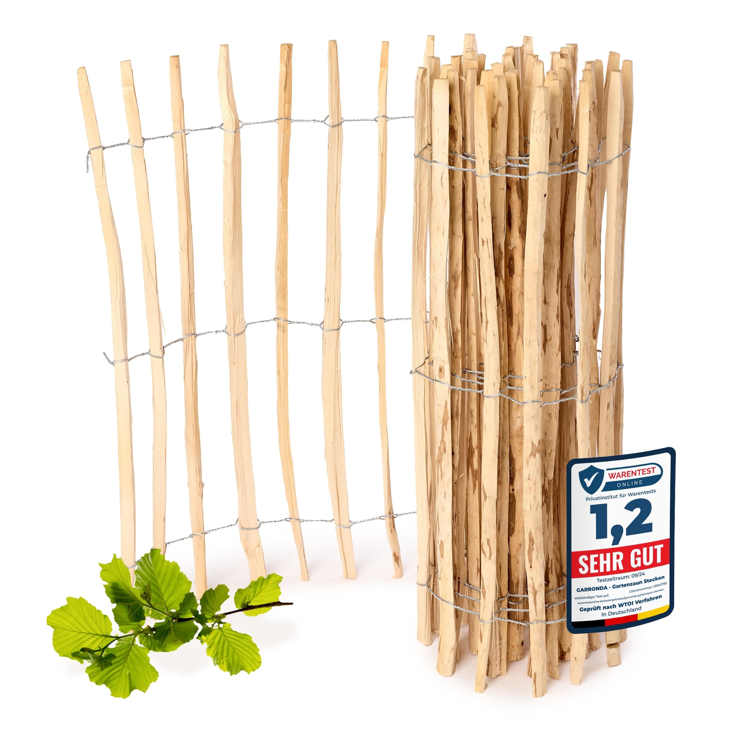 🌿 Hochwertiger Haselnuss Gartenzaun zum Stecken - Garronda GD-0079