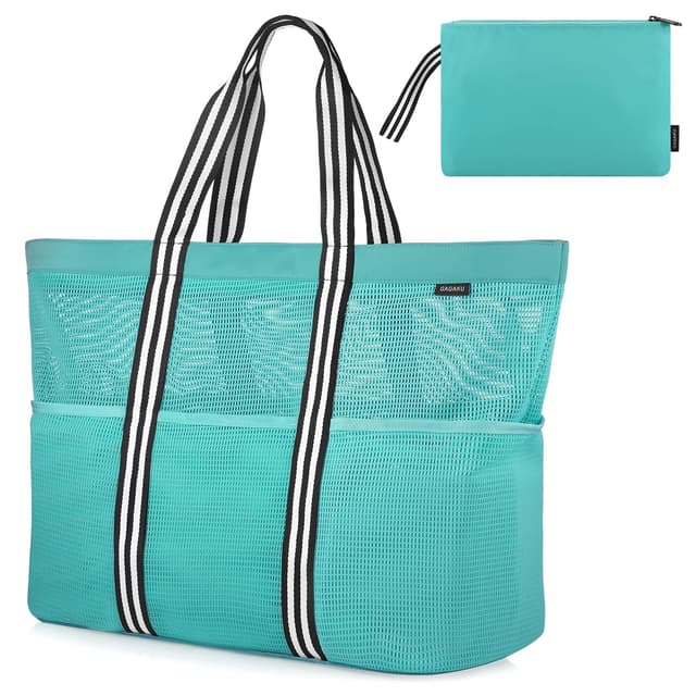GAGAKU Strandtasche XXL Familie - Große Badetasche mit Reißverschluss und Mesh Beach Bag 🌊