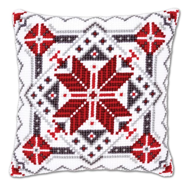 🧵 VERVACO Kreuzstich Stickpackungen Kissen Stickerei Set Anfänger Vorgedruckt Eiskristall II DIY Set Kreativ Set Für Erwachsene Dekoratives Kissen ca. 40 x 40 cm Bastelset Handwerker Haus Dekoration Baumwolle
