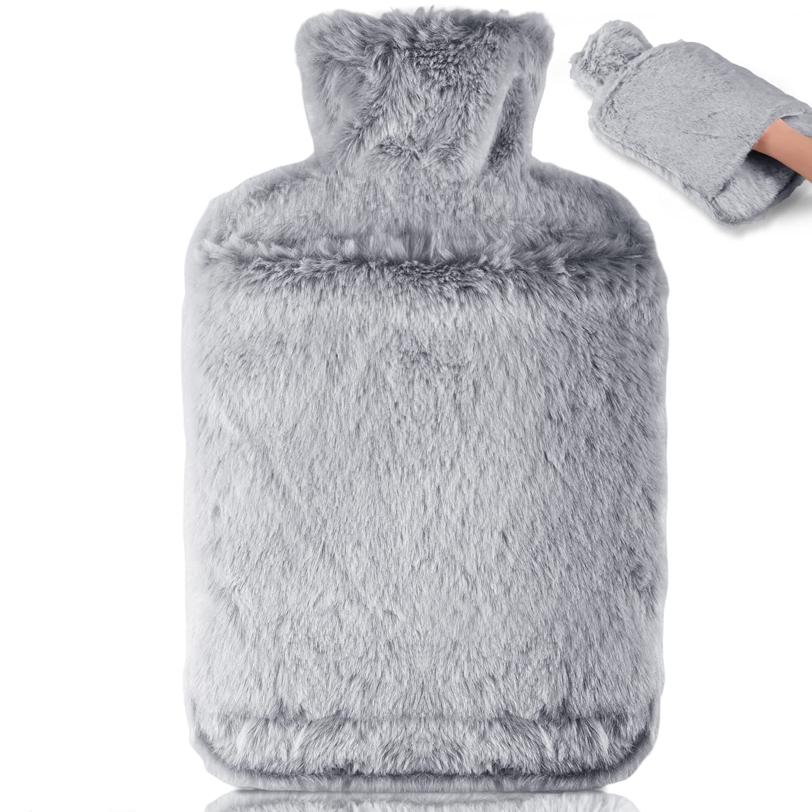 BOLEi Wärmflasche mit Weichem Bezug – Auslaufsicher 2L Groß Wärmflaschen mit Känguru-Tasche