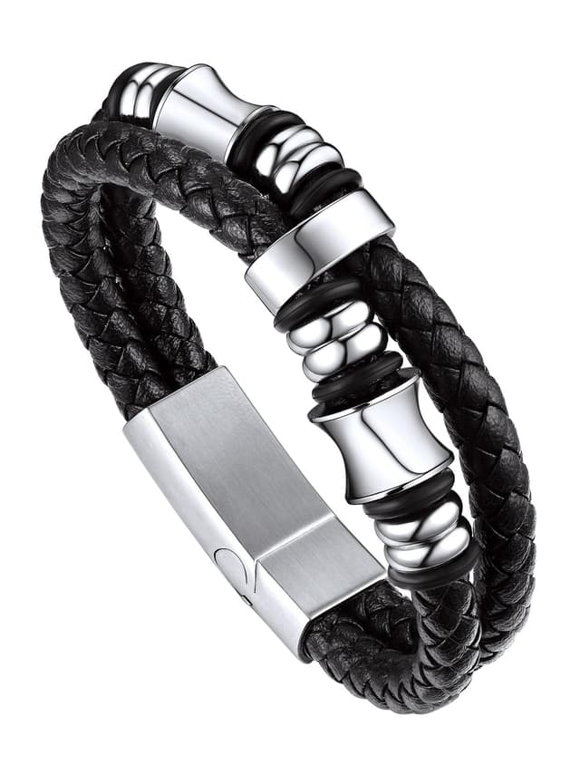 Bandmax Lederarmband Männer Personalisiertes Armband Mikrofaser-Leder Flechtarmband 🌟