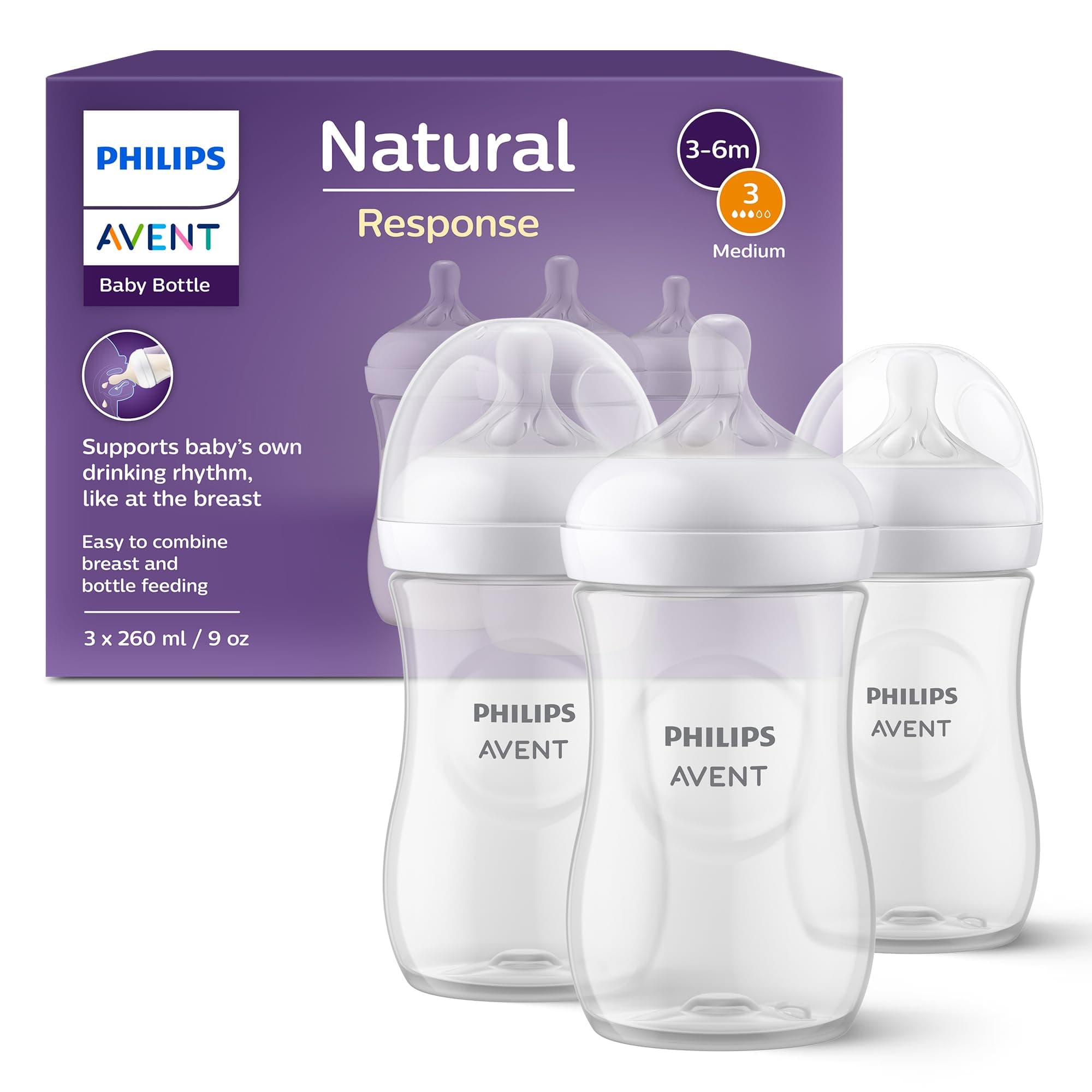 Angebot: Philips Avent Natural Response Babyflasche 260ml, 3er-Pack