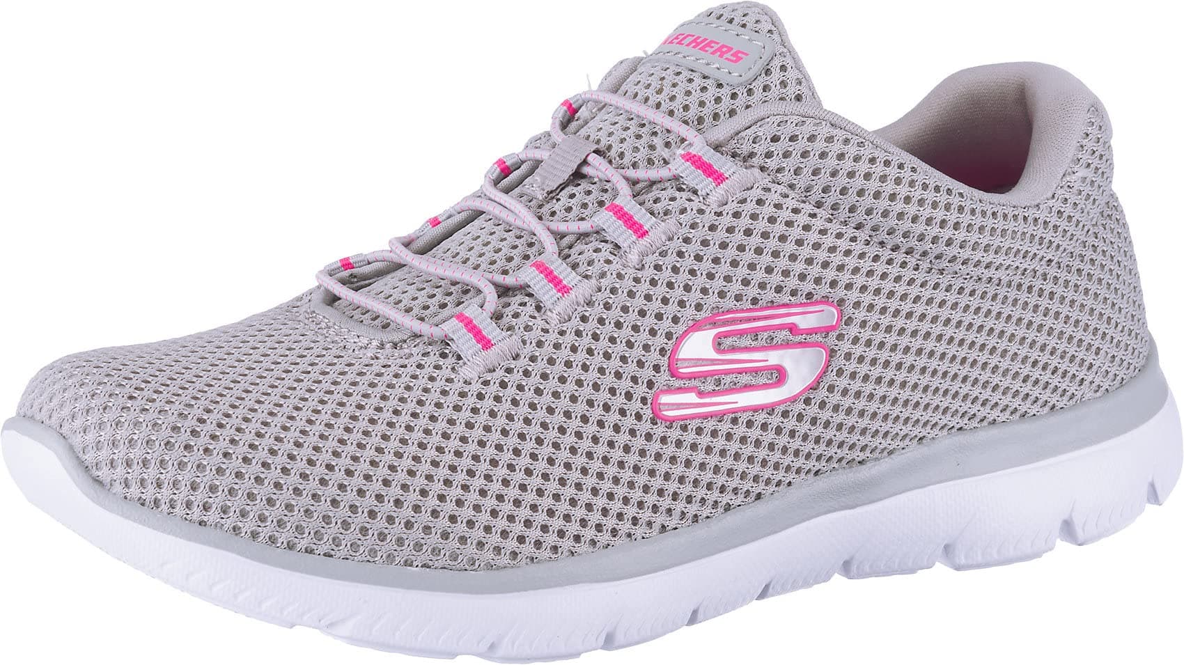 👟 Angebot: Skechers Damen Summits Lite Sneaker 39 EU Grau Mesh Hot Pink Trim