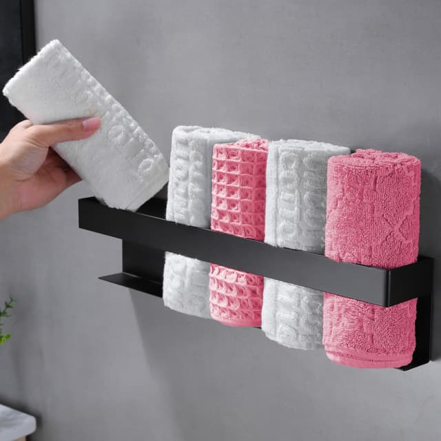 🛁🔥Sonderangebot! ZUNTO Selbstklebender Handtuchhalter für Gäste in Schwarz - 40 cm - Handtuchhalter ohne Bohren🔥🛁