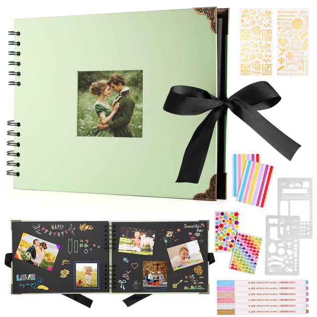 📸 DazSpirit Fotoalbum 29,5 X 21cm Schwarz Fotobuch Scrapbook 🎨