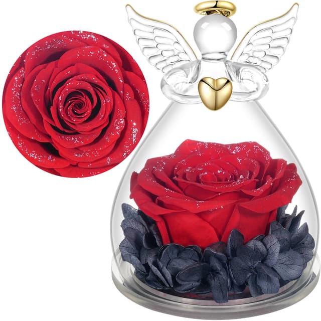🌹 Yamonic Ewige Rose Engel Geschenke für Mama, Engel im Glas Geschenke für Frauen