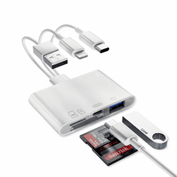 Lightning & USB A & USB-C SD Kartenleser für iPhone/iPad/Kamera