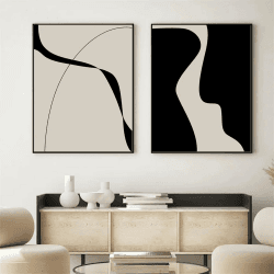 Herfair 2er Poster Set Moderne Wandbilder Abstrakt Schwarz Weiß Bilder Leinwand Kunst 🖼️