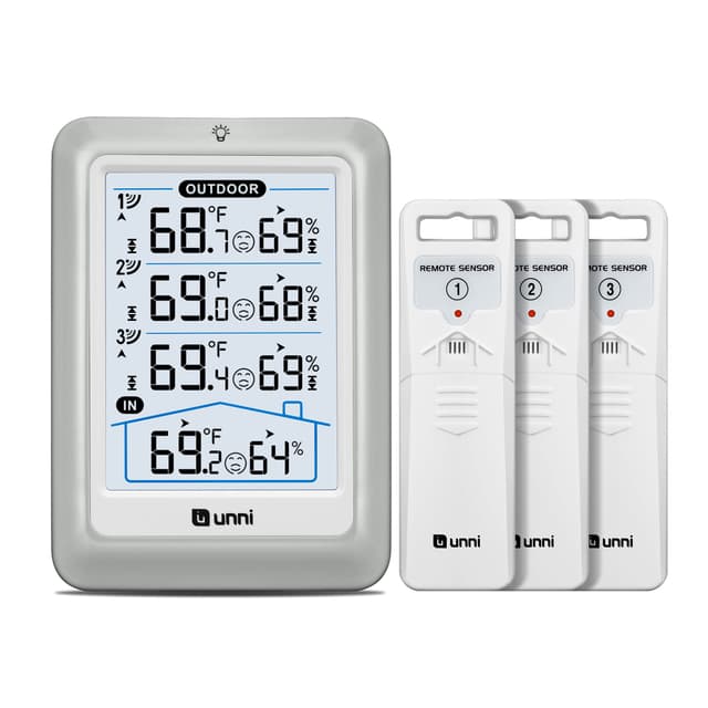 Funk Wetterstation mit 3 Außensensoren 🌡️🌦️