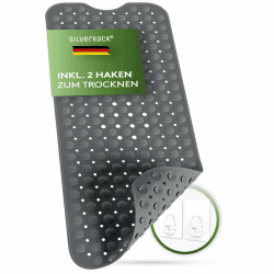 SilverRack Badewannenmatte 100x40 cm (Anthrazit) - Antirutschmatte Badewanne BPA frei für Kinder und Babys - Duschmatte schimmelresistent & maschinenwaschbar