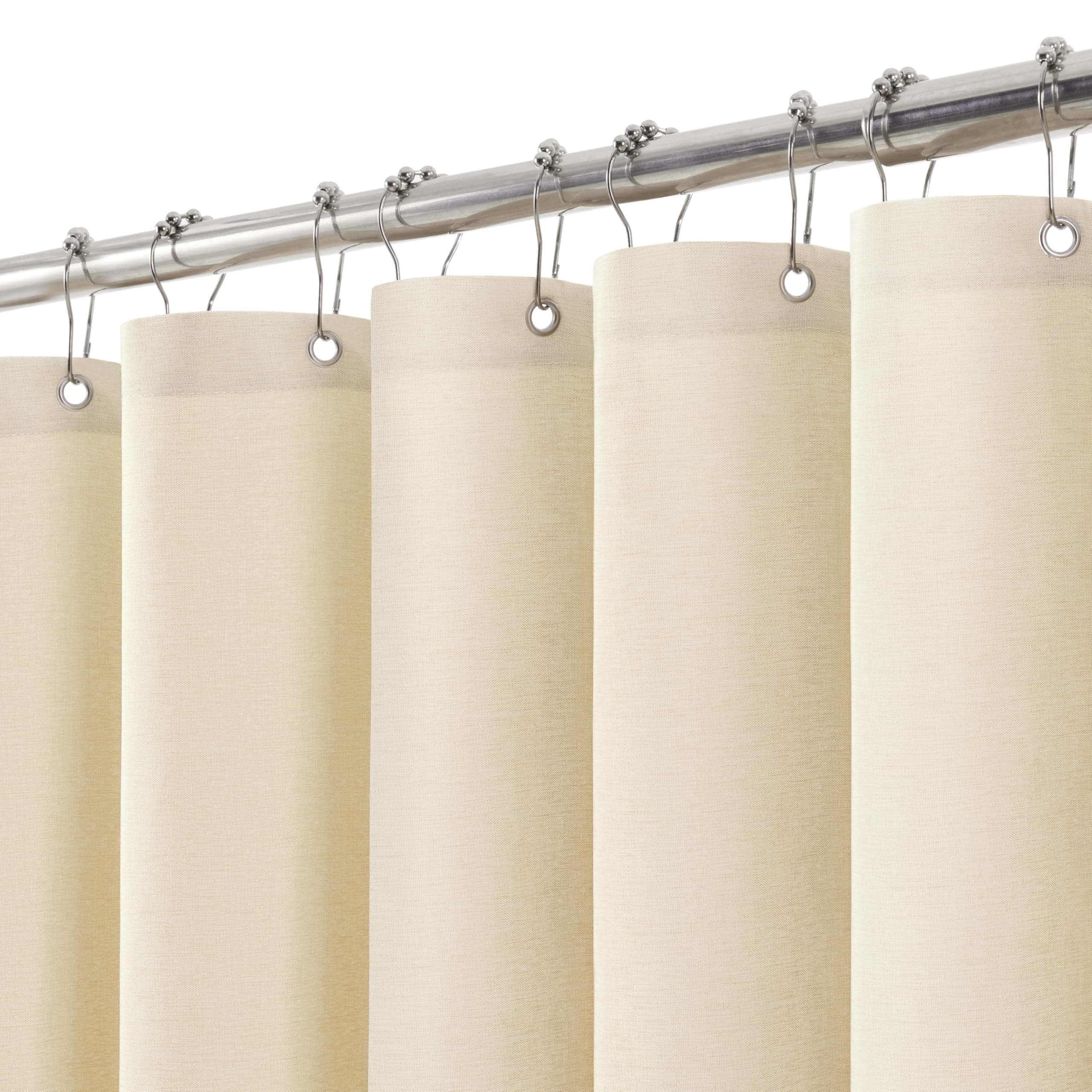 Duschvorhang Leinen mit Metall Duschvorhangringe Stoff Textil Badewannenvorhang Anti Schimmel Bad Vorhang Set - Premium Qualität
