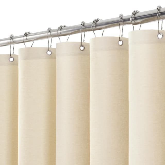 Duschvorhang Leinen mit Metall Duschvorhangringe Stoff Textil Badewannenvorhang Anti Schimmel Bad Vorhang Set - Premium Qualität