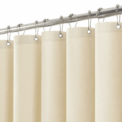 Duschvorhang Leinen mit Metall Duschvorhangringe Stoff Textil Badewannenvorhang Anti Schimmel Bad Vorhang Set - Premium Qualität