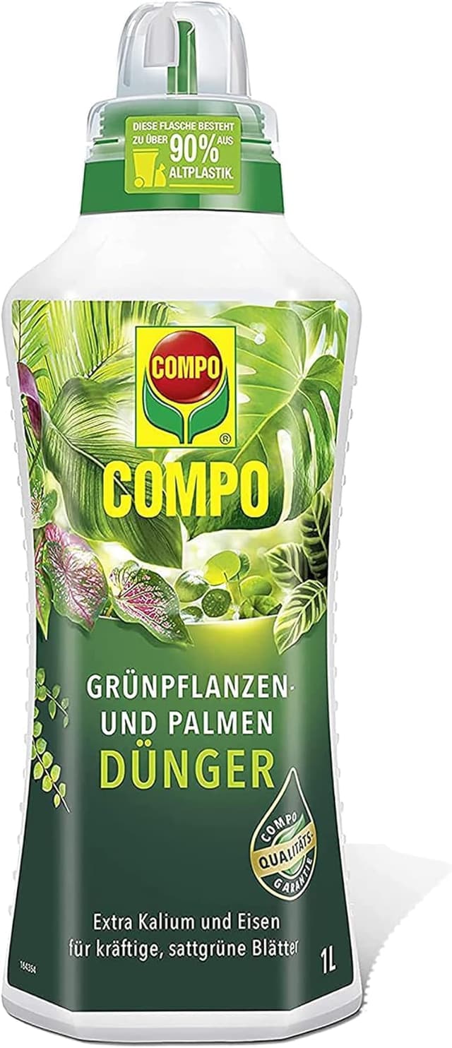 🌿🌴 COMPO Grünpflanzendünger und Palmendünger - Spezial-Flüssigdünger für alle Zimmer-, Balkon- und Terrassenpflanzen - 1 Liter