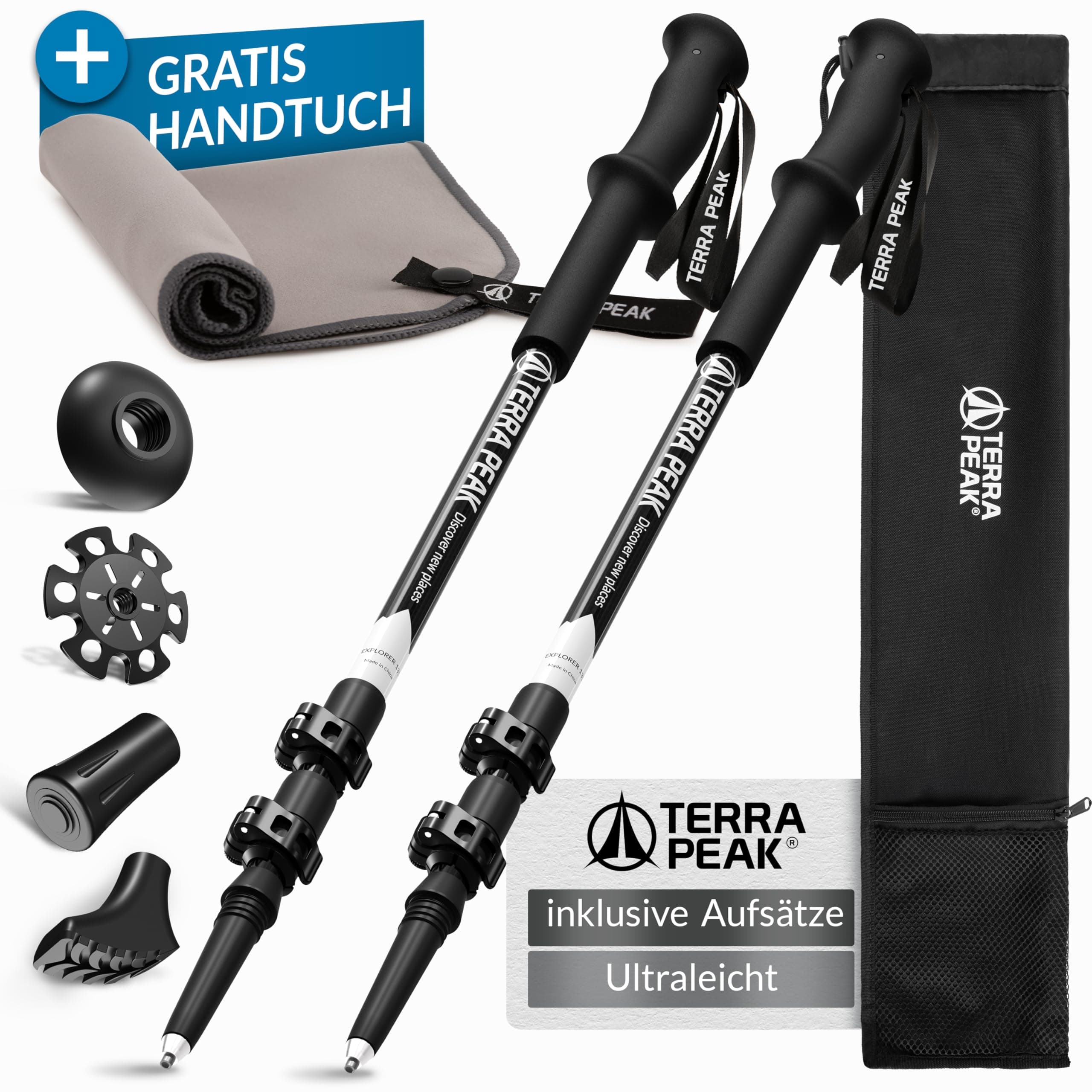 🌲 Terra Peak® Premium Wanderstöcke Teleskop ultra-leicht aus Carbon o. Aluminium
