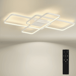 🌟 BAYHT LED Deckenlamp Wohnzimmerlampe Dimmbar 80W 9600LM Geometrisch Multifunktional Deckenleuchte für Wohnzimmer, Schlafzimmer Weiß (105H*60W) 🌟