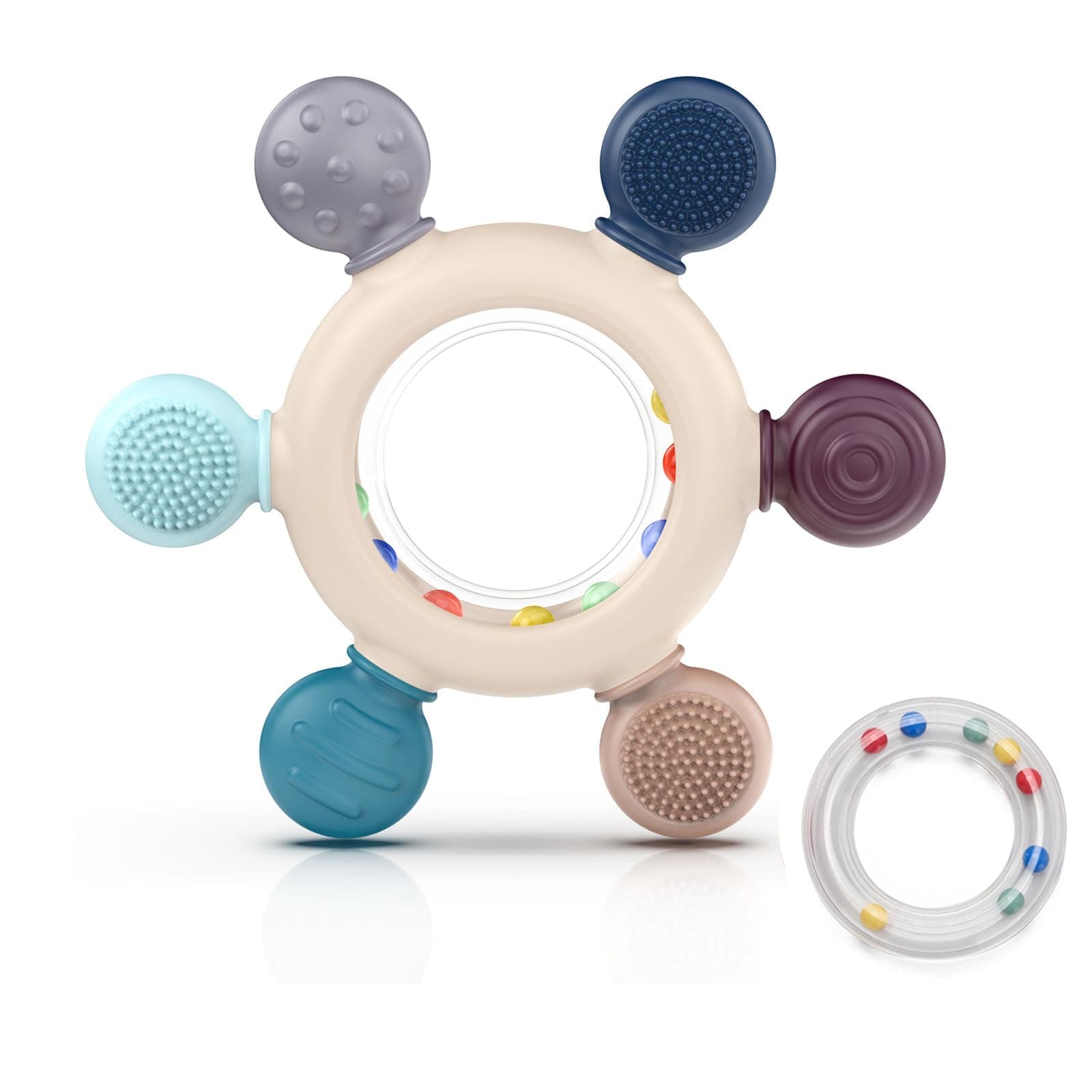 👶🌈 Beißring für Babys aus Silikon 🌟 Rassel Grip Beißspielzeug 🎁 BPA-frei und sicher