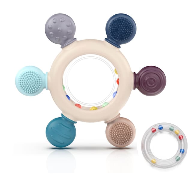 👶🌈 Beißring für Babys aus Silikon 🌟 Rassel Grip Beißspielzeug 🎁 BPA-frei und sicher