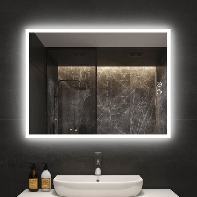 Badspiegel mit Beleuchtung, LED Badezimmerspiegel 80x60CM 🪞