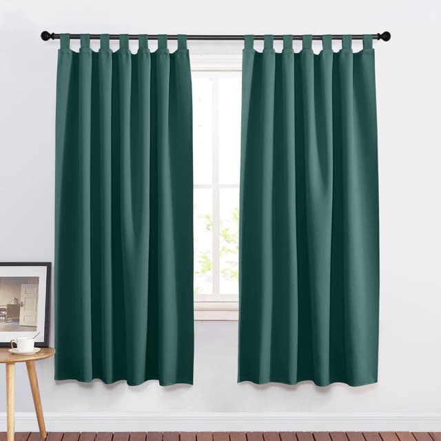 PONY DANCE Verdunkelungsvorhang Set 🌟 2er Pack Dunkelgrün H160 x B140 cm