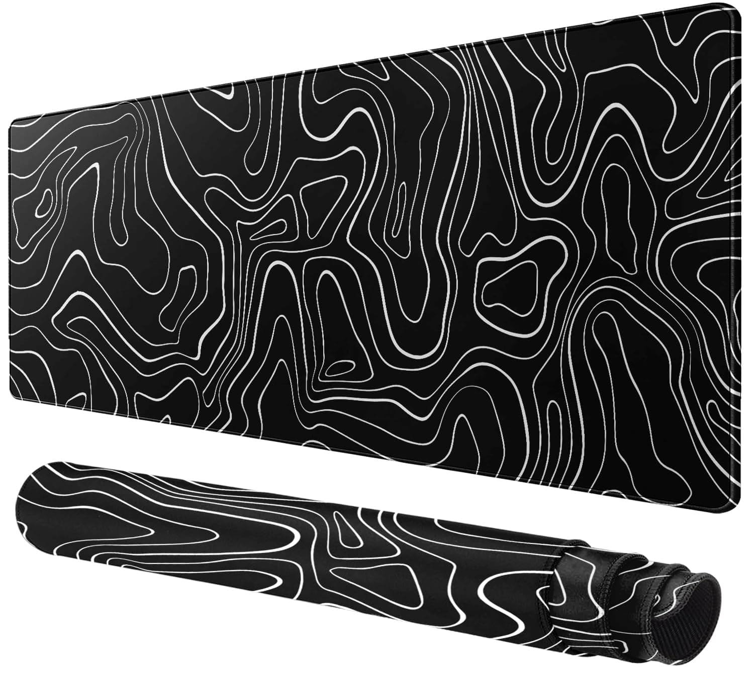 🎮 Großes Gaming Mauspad mit genähten Rändern - Topographic Line 800L x 400B mm 🖱️