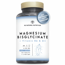 🌿🌟 Magnesium Bisglycinat 2250mg + B6 + D3 Tabletten | N2 Natural Nutrition