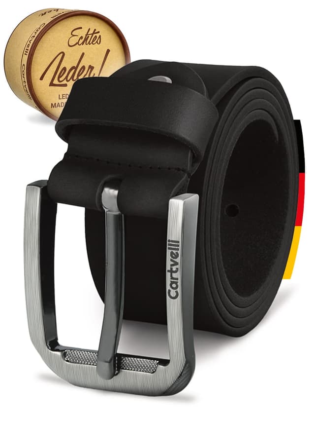 Cartvelli Premium Ledergürtel Herren Made in Germany mit Geschenkbox - Echtleder-Gürtel 40mm Kaviar Schwarz 80 🎁👔