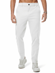 JMIERR Baumwolle Chino Hosen Herren Stretch Cargohose Hose Männer Business Freizeit Hosen Elastische Taille mit Taschen Weiß