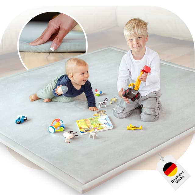 👶 BabybeFun Spielmatte Baby - Kuschelig weich - 3cm Dicke Krabbelmatte 👶