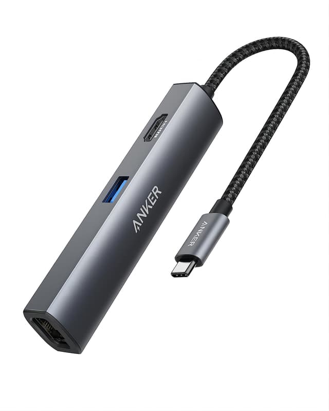 🔌🖥️ Anker PowerExpand+ 5-in-1 Ethernet Hub Adapter | 4K HDMI, 3 USB 3.0 Ports