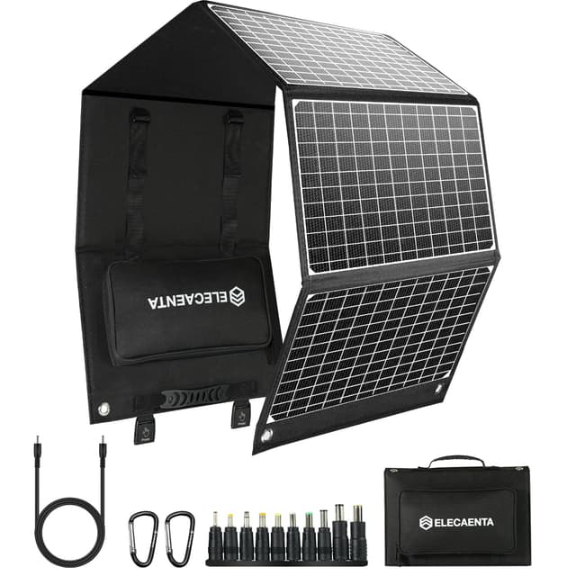 🔋🌞 ELECAENTA 60W Faltbares Solar Ladegerät - 1,6KG 60W(NEU) - Outdoor Camping Wasserdicht