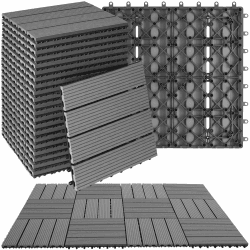 🌿🌞 Tectake® WPC Holzfliesen 22er Set - Grau 🏡🌼