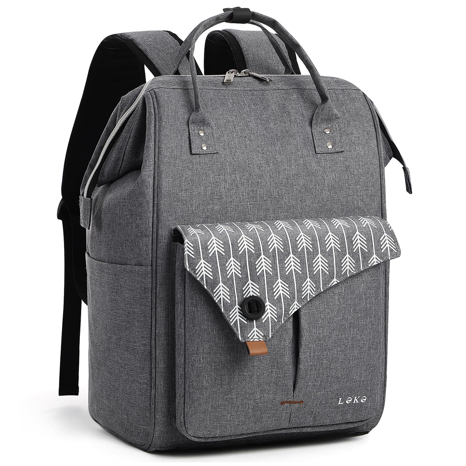 Lekesky Rucksack Damen Schultasche mit Laptopfach & Anti Diebstahl Tasche, 15.6 Zoll Laptop Rucksack Arbeitsrucksack Daypack(Grau)