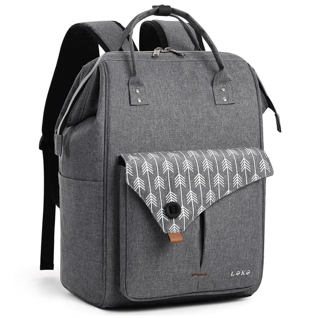 Lekesky Rucksack Damen Schultasche mit Laptopfach & Anti Diebstahl Tasche, 15.6 Zoll Laptop Rucksack Arbeitsrucksack Daypack(Grau)