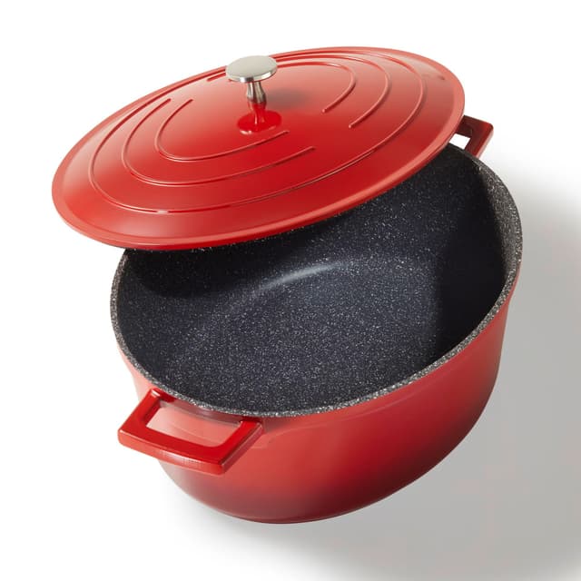 STONELINE Cocotte Bräter Induktion mit Deckel 32 cm, 6,6 L, Topf Antihaft Beschichtung mit echten Steinpartikeln, Bratentopf Schmortopf